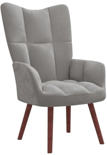 Myheimly Relaxsessel mit Hocker,Sessel mit Stahlrahmen Holzbeinen,Relaxstuhl Polsterstuhl mit Armlehne,Fernsehsessel Polstersessel Wohnzimmer,Modern Samt Sessel Hellgrau,Ohne Fußablage