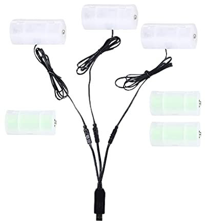 DAYnagh 1,1 m USB auf 1,5 V 3 V 4,5 V 6 V D-Zellen-Batteriekabel für Lampen, Spielzeug, Taschenlampen, als Warmwasserbereiter und mehr
