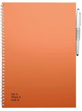 MOYU Erasable Notebook - A4 Stone Paper - Hardcover - Sunset Orange - Multifunctional Pages - Includes Erasable Pen, Cloth, and Pen Holder