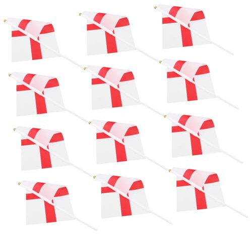 BESPORTBLE 12pcs England Hand Waving Flags with Stick Mini UK Flags for Table Football Match Polyester Handheld Decorations Small English for Celebrations