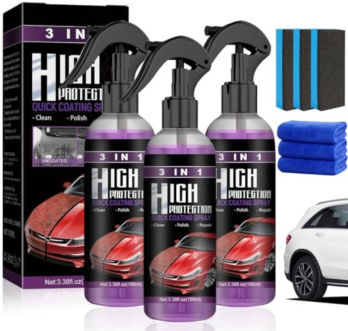 High Protection Spray 3 in 1, 3 Pezzi 100 ml Spray per Rivestimento Auto, Car Coating Spray, Nano Ceramica Rivestimento Spray, Car Scratch Repair Spray, Ripara Graffi Carrozzeria Auto