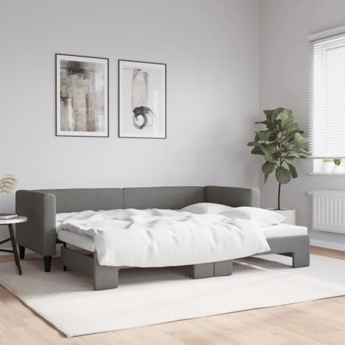 Juroupi Tagesbett Ausziehbar Ausziehbett Bett Zum Ausziehen Sofa Bett Daybed Sofa Bett Mit Ausziehbett Dunkelgrau 80x200 cm Stoff