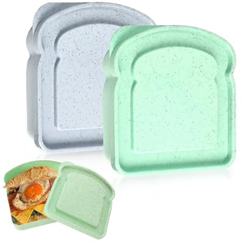 Calkkrer Cajas para Sándwich y Loncheras, Recipientes de Plástico Reutilizables con Tapa, Seguros para Microondas y Lavavajillas, para Familia, Oficina, Acampada, Verde-Azul