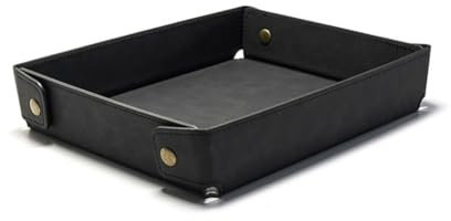 Magracy PU Leather Valet Tray for Men Women Desk Drawer Organiser Tray Nightstand Caddy for Jewelry Coins Phone Glasses Keys Watch Wallet Black