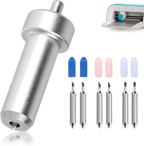 HAPPOW Ersatzklingen für Cricut Joy Xtra/Extra, 6 Schneidklingen mit 1 Halter, Feinschnittklinge(30°/45°/60°), Zubehör für Cricut Joy, für 1,5 mm dickem Cardstock/Vinyl/Kork/Stoff（Silber）