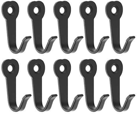 FUUGlan Juego de 10 ganchos de pared de hierro forjado con forma de corazón, color negro