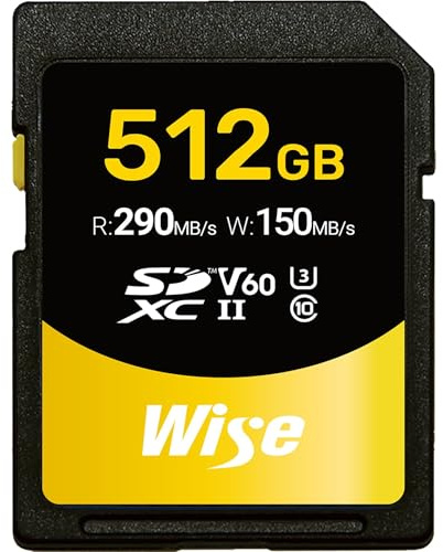 Wise SDXC UHS-II V60 512GB R:290MBs / W:150MBs WI-SD-S512