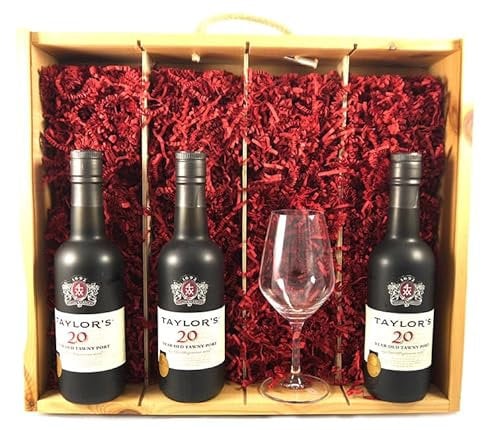 Taylor Fladgate 60 years of Port (35cl X3) Wooden Box with Taylors port tasting glass