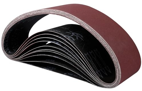 STEBRUAM 10PCS Nastri Abrasivi 75 x 533 mm, 60/80/100/120/240 Mix grana Levigatrice a Nastro