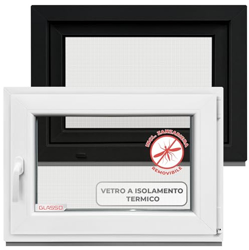 Fenster Anthrazit 60x40 cm 2 fach Verglasung - Alle Größen Kunststofffenster (60mm prof) -DIN R- Kellerfenster BxH: 600x400mm Perfekt für Hauskeller,Garagenfenster,Gartenhaus - Dreh-Kipp System