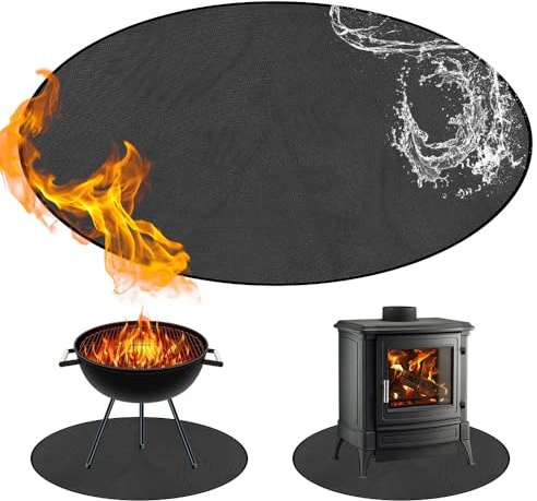 Fire Pit Mat, 48 Fire proof Mat, Heat Insulated Thicken Protective Mat, Hearth Rugs for Fireplaces for Deck Protector, Grass, Grill, Floor, Camping (120 x 120 cm Round)