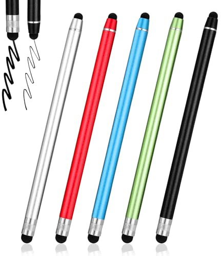 LXUEJIE 5 Pcs Stylus Pen for Touchscreen, 2-in-1 High Precision Stylus Pen with Rubber Tips High Sensitivity Capacitive Touch Screen Pens for Pad Tablets Smartphones All Touch Screens