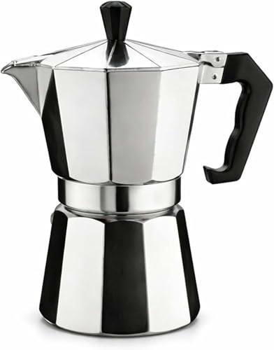 GSV Essentials Stainless Steel Stove Top Coffee Maker Moka Pot, Classic Espresso Coffee Brewer for Gas Stove, Strong Coffee Maker with Heat Resistant Handle for Home, Office & Travel (1 Cup)