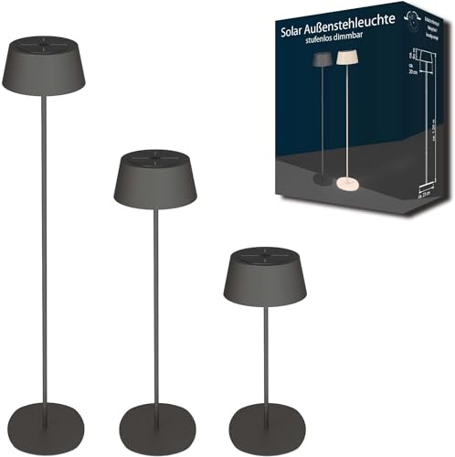Northpoint LED Solar Stehleuchte Stehlampe dimmbar höhenverstellbar Dämmerungssensor Metall Garten In- und Outdoor warmweiß 3000K 150lm (Schwarz)