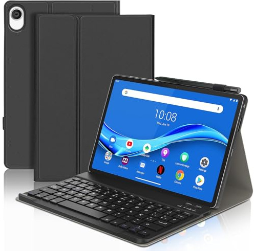 Funda Teclado para Lenovo Tab M10 FHD Plus 10.3, Teclado Magnético Extraíble Inalámbrico Bluetooth con Español Ñ para Tablet Lenovo Tab M10 FHD Plus 10.3 (2nd Gen) 2020 y Lenovo Tab K10 2021-Negro
