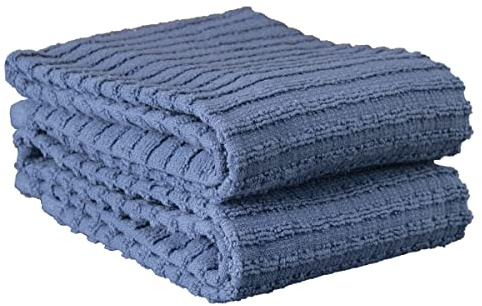 Ritz Royale Collection 100% Combed Terry Cotton, Highly Absorbent, Oversized Kitchen Towel Set, 28 x 18, 2-Pack, Solid, Federal Blue