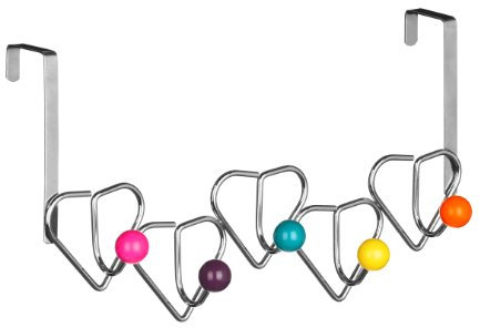 Premier 509730 Housewares 5 Hook Over Door Hanger - Multi-Coloured,Silver,H20 x W37 x D10cm