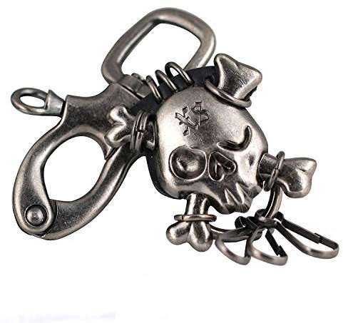 Maycom Retro Style Black Cross Skull Lobster Tongs Pants Buckle Keychain Key Chain Ring Keyring Keyfob Key Fob Holder