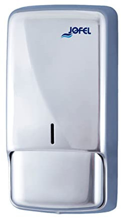 Jofel - Dosificador de Jabón para Pared, Rellenable con Jabón Líquido Capacidad de 0.85L, Dispensador Jabón Baño, Antivandálico y Robusto, Antigoteo y Anticorrosión, Futura AC53550, Inox. Brillo