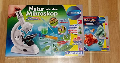 Clementoni 69804 Natur unter dem Mikroskop, Galileo Experimentierkasten + Kristalle selbst züchten Mini Set 69936.0 Galileo IK