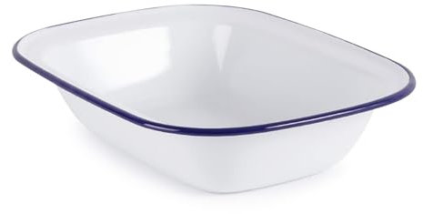 WINSOME Enamel Pie Dish | White Enamel Roasting Tin| Dishwasher Safe Pie Dish Pudding Baking Steak | Plate Tray for Oven & Stove (L 22 x W 16 x D 4.8 cm)