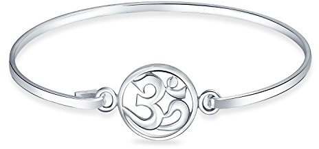 Bling Jewelry .925 Sterling Silber Aum Om Sanskrit Symbol Charm Yoga Spirituelle Harmonie Ohm Armreif Armband Für Frauen