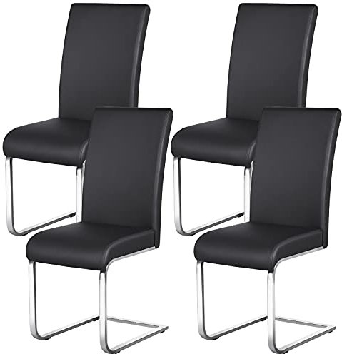 Yaheetech Esszimmerstühle 4er Set Freischwinger, Schwingstühle Polsterstuhl, 135 kg belastbar
