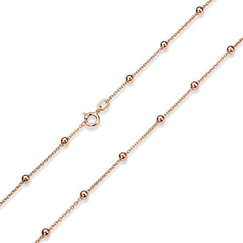 Materia Kugel Kette Damen Rosegold - 925 Silber Ankerkette rose vergoldet 55 cm K105-55