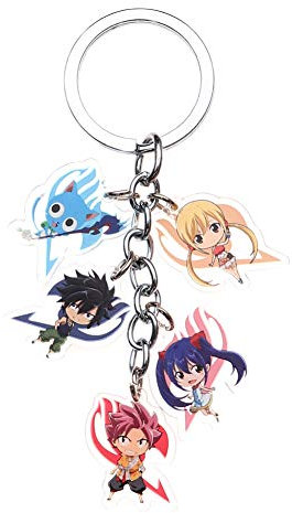 Templom SIX Personnages Anime Figure Pendentifs Poupée Porte-clés En Métal Japonais Bande Dessinée Anime Porte-clés(FAIRY TAIL)