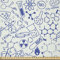 ABAKUHAUS Wissenschaft Stoff als Meterware, Geometrie Chemie Theme, ausdehnbar mit Elestan für Heimwerkarbeiten und Näharbeiten, 1Meter, Elfenbein Blau