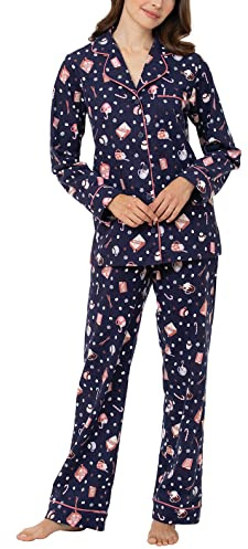 PajamaGram Damen Flannel Pajamas Women Cozy Pyjamaset