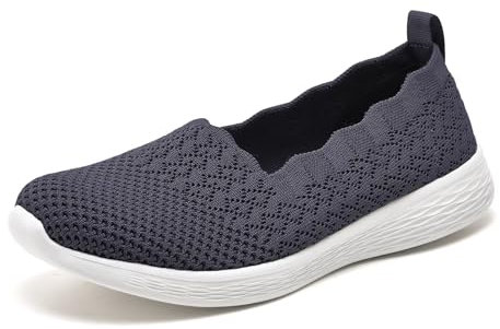 Puxowe Zapatillas Slip On Mujer Comoda Casual Mesh Respirable Ligero Zapatos Sneakers Moda Caminar Tejer Bambas Mocasines 38 EU Deep Gray