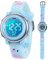 Kleinkind Kinder Digitaluhren für Mädchen Jungen,3D Cute Cartoon 7 Farblichter wasserdichte Sport Elektronische Armbanduhr mit Alarm Stoppuhr für 3-10 Jahre Kinder (Flamingo-Blau)