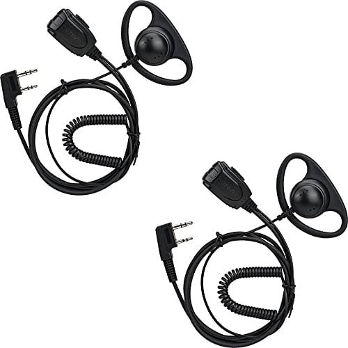 Retevis EEK015 Walkie Talkie Auricolare con Microfono a 2 Pin Tubo a Spirale, Compatibile RT622 RT21 RT619 Baofeng UV-5R Walkie Talkie, Cuffia Radio Bidirezionale Forma di D (2 Pezzi)