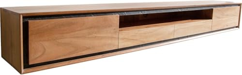 DELIFE TV-Board Stonegrace Akazie Natur 240 cm 2 Türen 1 Fach 2 Schubladen | Steinfurnier