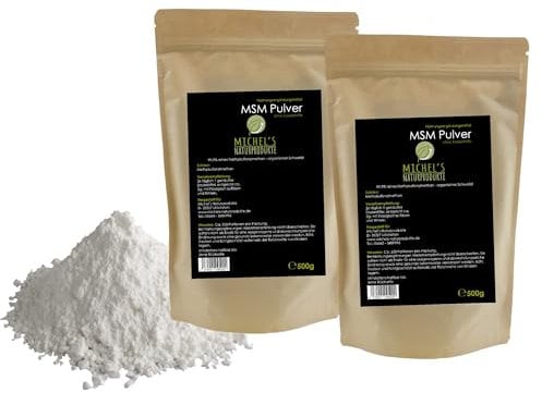 Michel´s Naturprodukte - MSM Pulver, 1KG (2x500g), 99,9% Reines Methylsulfonylmethan, Ohne Zusatzstoffe - Ohne Gentechnik – Vegan, Organischer Schwefel