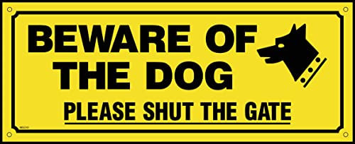 Beware of the Dog Please Shut the Gate Sign - 210mm x 85mm - 1.2mm Rigid Plastic Drilled Sign (MISC161)