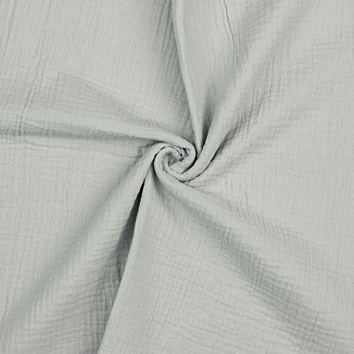 VmG-Store Musselin Double Gauze 61 Farben Meterware Stoff Tex 100 Uni (50 x 135cm) (003 I Grau)