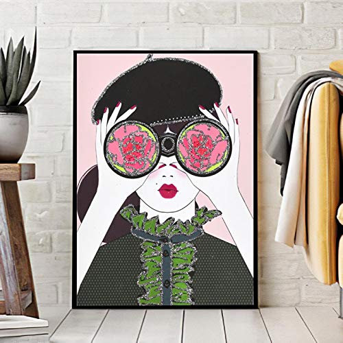 QITEX Wanddeko Wohnzimmer 40x60cm Kein Rahmen Wand Bilder Dekor leinwand bilder Vintage poster & kunstdrucke Gemälde Retro Art Vogue Mode Frauen Poster