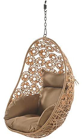 Hängekorb Hängesessel FLORAL mit Kissen ohne Gestell - Polyrattan - braun - Indoor/Outdoor