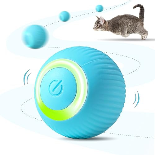 ZALBYUY Intelligent Interactive Cat Toys Ball with LED Lights, Cat Toys, Automatic Moving Rolling Ball for Indoor Cats, Cat Automatic Toy