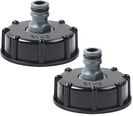 MaxEarn 2 Stk IBC Tankdeckel Adapter, S60x6 Grobgewinde zu 1/2 Schnuller-Ventiladapter Anschluss Zubehör, Ventil Rohrverbinder für Gartenschlauch IBC Container Wassertank Regenwassertank Tonnenventil