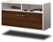 Lqliving Lowboard - Unterschrank Dallas, Wandmontiert, Korpus: Weiss matt, Front: Holz-Design Walnuss (92x49x35cm), mit Metall Griffen, Made in Germany