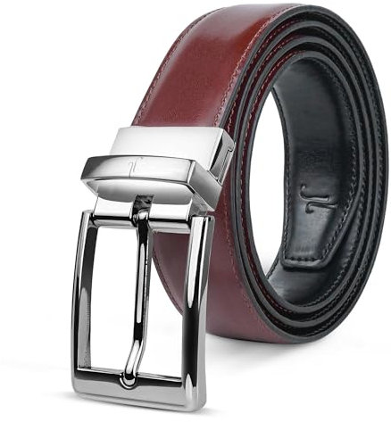 JULIUR LAMONT Premium Gürtel Herren Leder Ledergürtel als Wendegürtel - Klassisch wendbarer Herrengürtel als Businessgürtel, Jeansgürtel und Anzuggürtel drehbar schwarz/braun - Drehgürtel zweifarbig