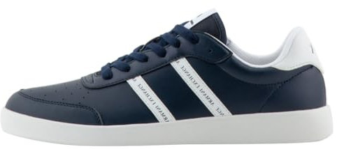 Armani Exchange Herren Berlin, Double Stripes Logo Sneaker, Navy+ op. White, 43 EU