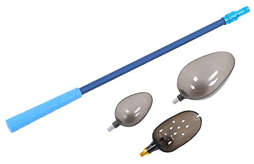 HERCHR Köderwurfschaufel, 87 cm, 2 Abschnitte, Einziehbare Carbon-Wurfrute, Outdoor-Angelköderschaufel Mit 3 Köderwurflöffeln