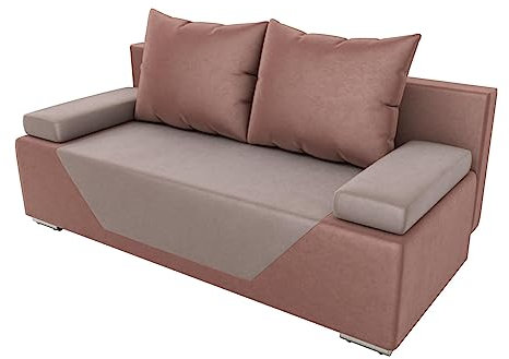 BROMARKT Schlafsofa Harris - Sofa mit Schlaffunktion und Bettkasten, Bettsofa, Couchgarnitur, Couch, Sofagarnitur, Bett (h89 x t99 x b200 cm, Kronos 27 Hellrosa + Kronos 29 Rosa)