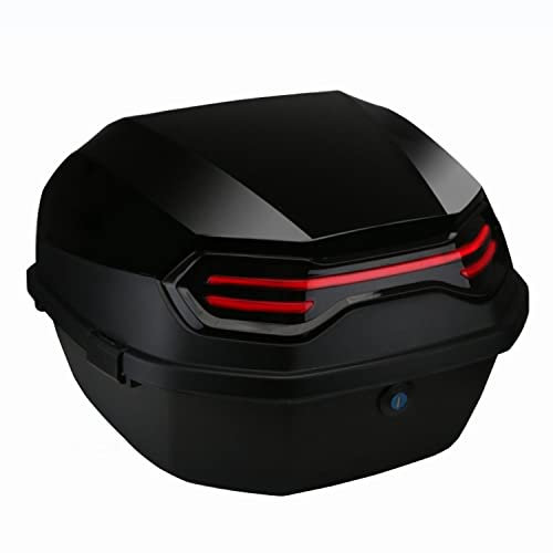 Caja superior de la motocicleta de 44 litros, caja superior del equipaje del maletero de la parte superior del scooter, con caja de transporte del casco de la cerradura de seguridad / negro / negro