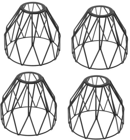 Uonlytech 4 Stück Lampenschirm Lampenkäfig Aus Metall Glühlampenkäfig Aus Eisendraht Käfigschutz Birnenschutzhalter Käfig Pendelleuchte Deckenlampe Schmiedeeisen Diamant