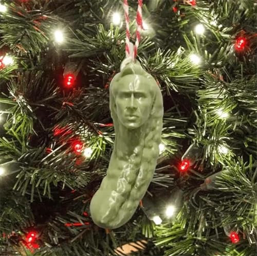Picolas Käfig-Weihnachtsdekoration, lustige Weihnachtsgurke Ornamente für Weihnachtsbaum, grüne Gurke, hängende Ornament für Weihnachtsdekoration, Partygeschenk, Strumpffüller (1 Stück)